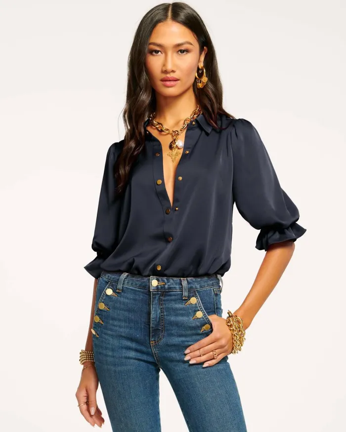 Women Dina Button Down Bodysuit Soiree Red Ramy Brook Tops Women Dina Button Down Bodysuit Soiree Red Ramy Brook Tops