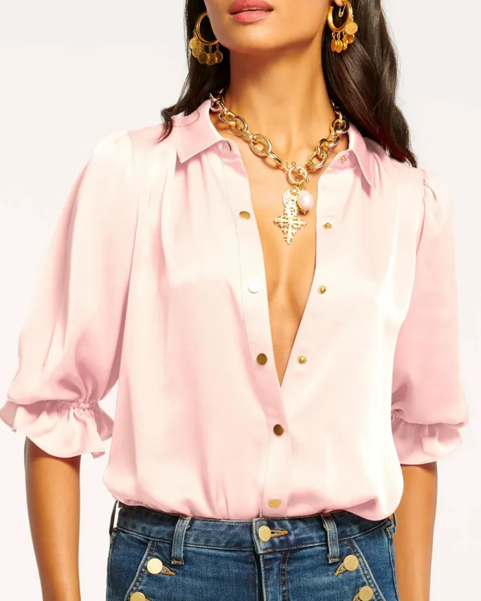 Women Dina Button Down Bodysuit Soiree Red Ramy Brook Tops Women Dina Button Down Bodysuit Soiree Red Ramy Brook Tops