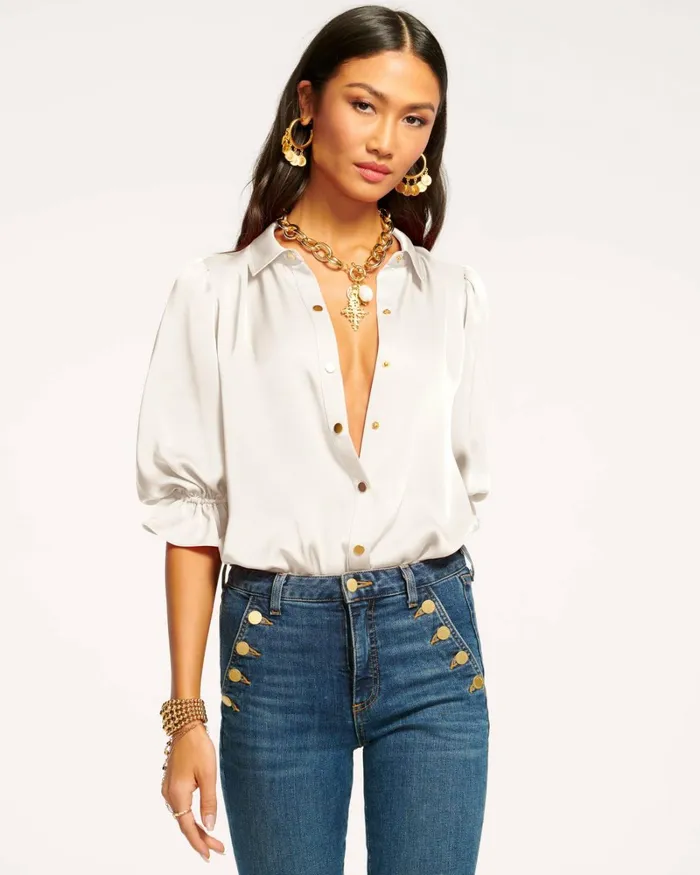 Women Dina Button Down Bodysuit Soiree Red Ramy Brook Tops Women Dina Button Down Bodysuit Soiree Red Ramy Brook Tops