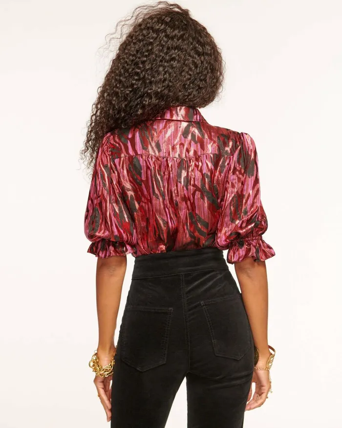 Women Dina Button Down Bodysuit Soiree Red Ramy Brook Tops Women Dina Button Down Bodysuit Soiree Red Ramy Brook Tops