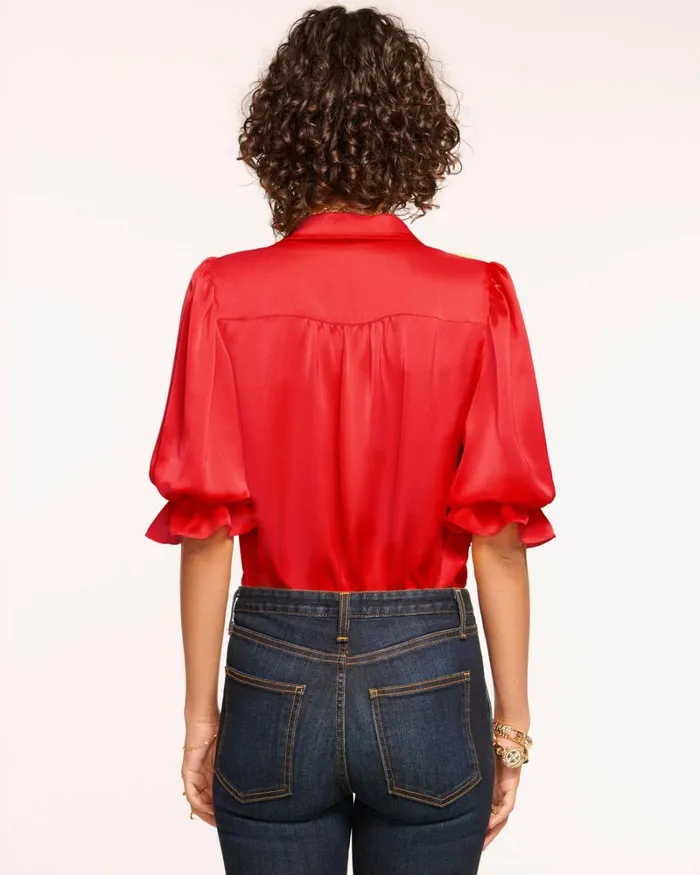 Women Dina Button Down Bodysuit Soiree Red Ramy Brook Tops Women Dina Button Down Bodysuit Soiree Red Ramy Brook Tops