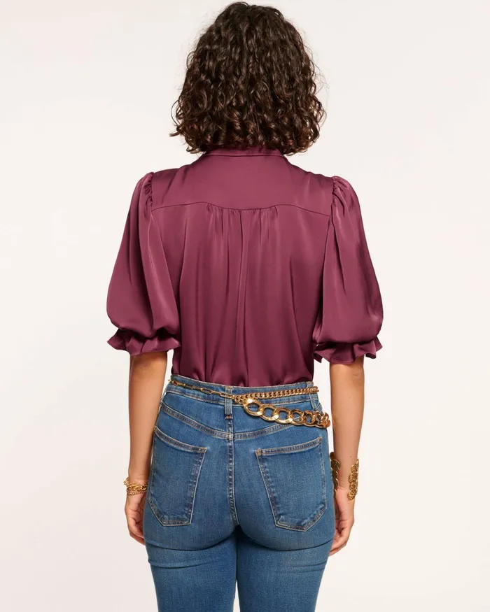 Women Dina Button Down Bodysuit Soiree Red Ramy Brook Tops Women Dina Button Down Bodysuit Soiree Red Ramy Brook Tops