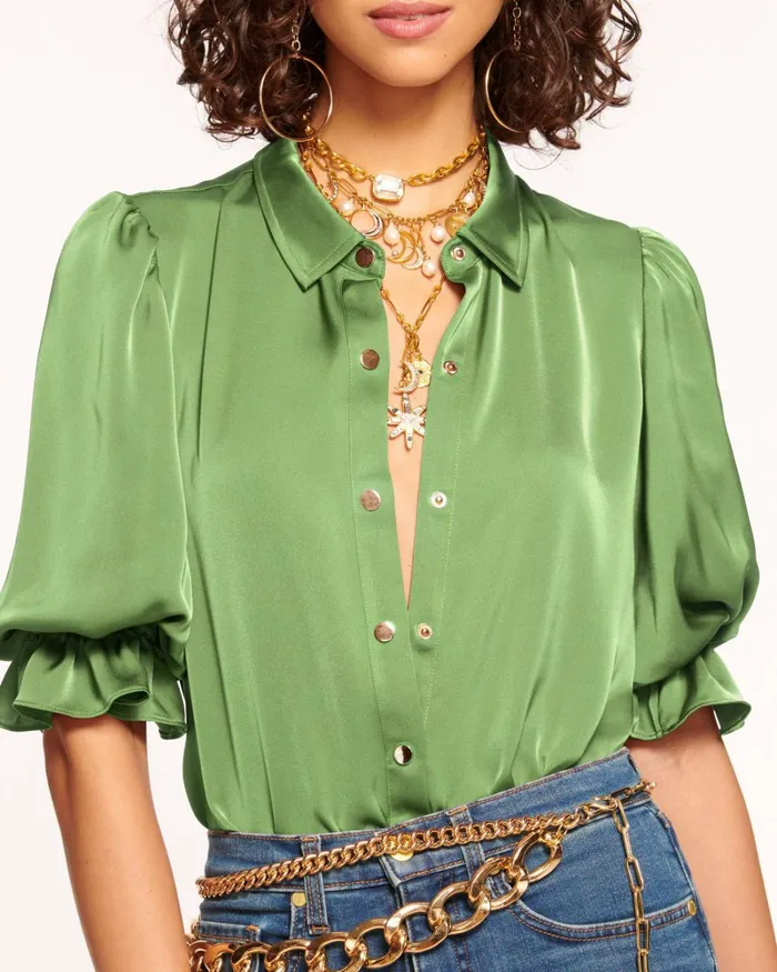 Women Dina Button Down Bodysuit Soiree Red Ramy Brook Tops Women Dina Button Down Bodysuit Soiree Red Ramy Brook Tops