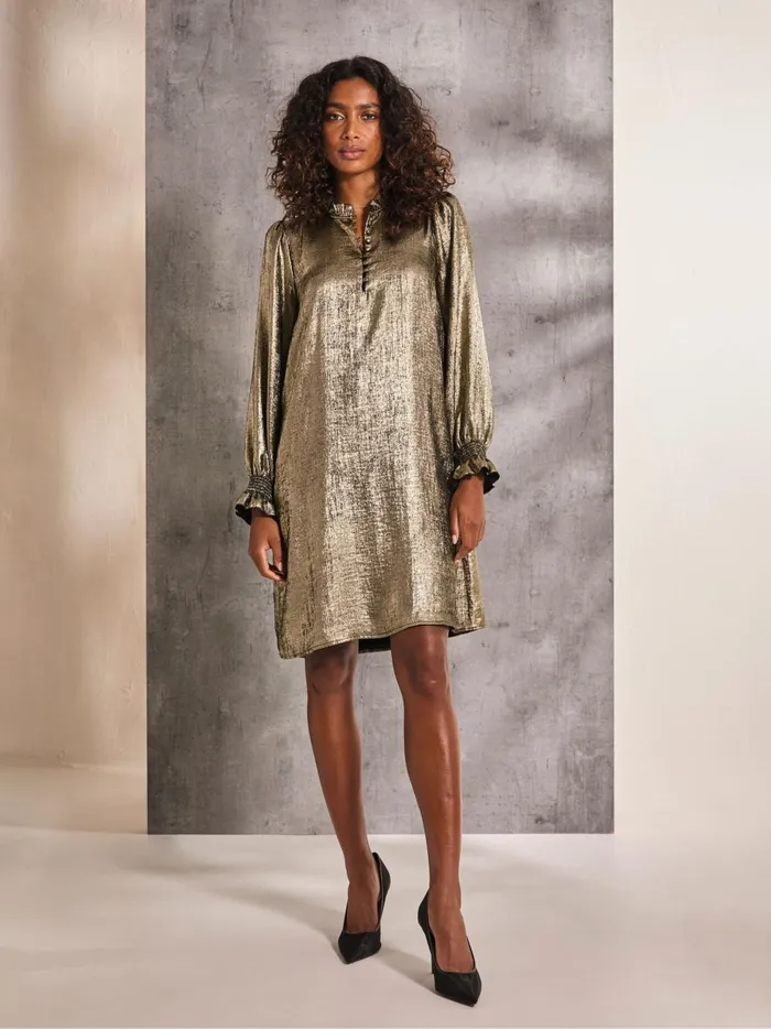 Women Dresses Fat Face Silas Gold Metallic Dress