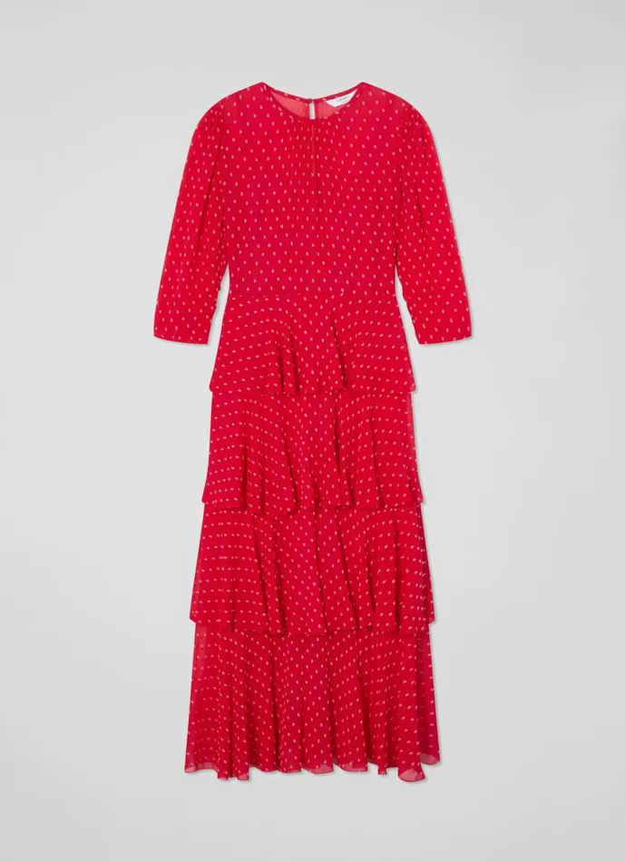 Women Dresses LKBennett Poppy Red Poinsettia Tiered Dress Multi Women Dresses LKBennett Poppy Red Poinsettia Tiered Dress Multi