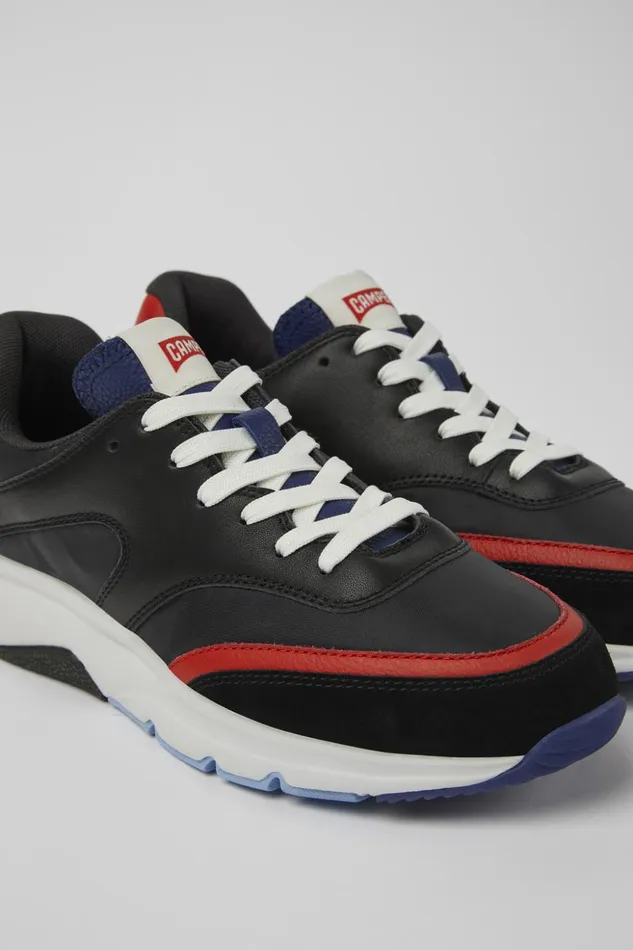 Women Drift Black And Red Textile And Leather Sneakers Camper Sneakers