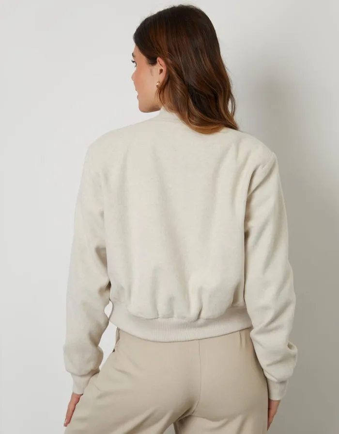 Women Ecru Brushed Cropped Bomber Jacket Threadbare Jackets Women Ecru Brushed Cropped Bomber Jacket Threadbare Jackets