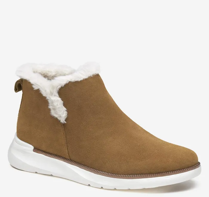 Women Emery Shearling Bootie Whiskey Waterproof Suede JohnstonandMurphy Boots and Booties