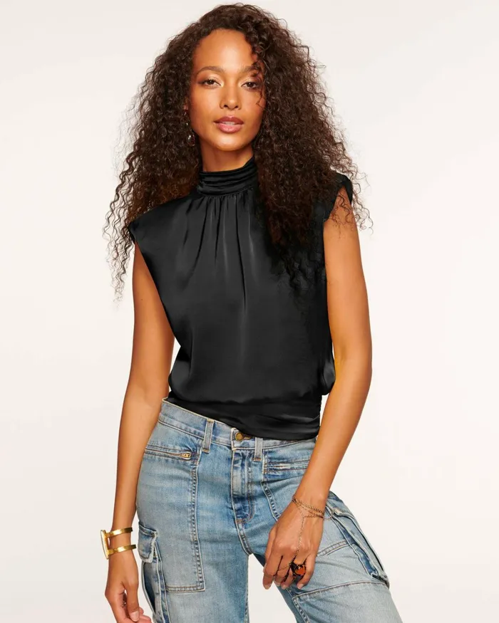 Women Emma High Neck Tank Top Black Ramy Brook Tops Women Emma High Neck Tank Top Black Ramy Brook Tops