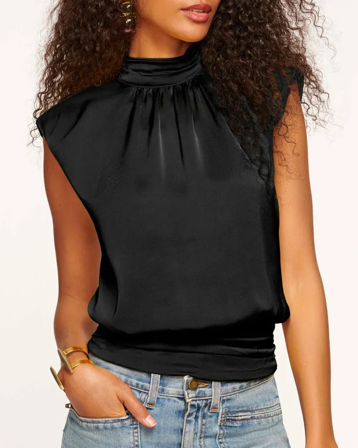 Women Emma High Neck Tank Top Black Ramy Brook Tops Women Emma High Neck Tank Top Black Ramy Brook Tops