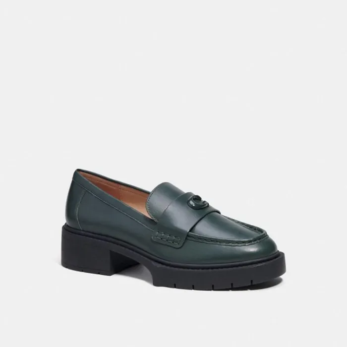 Women Flats and Loafers Coach Leah Loafer Amazon Green