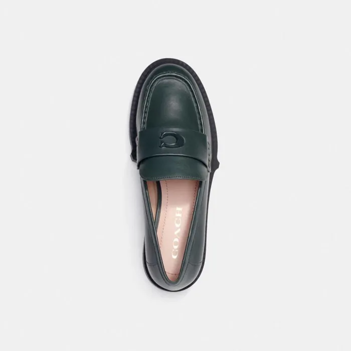 Women Flats and Loafers Coach Leah Loafer Amazon Green