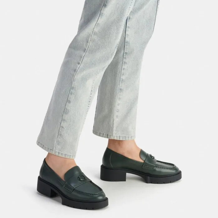Women Flats and Loafers Coach Leah Loafer Amazon Green