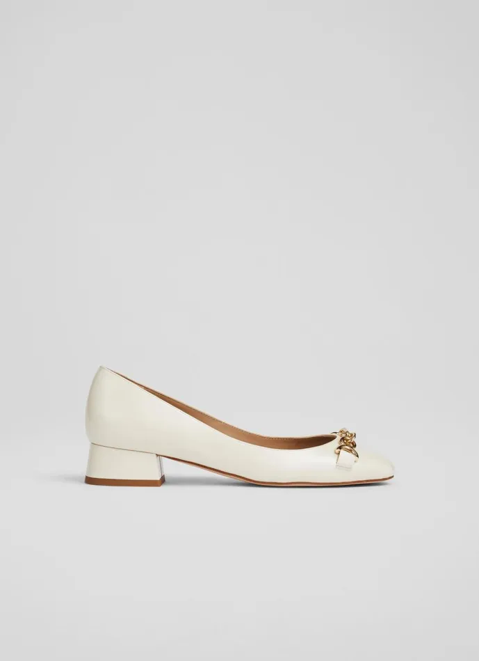 Women Flats LKBennett Blakely Ecru Patent Snaffle Pumps Ecru