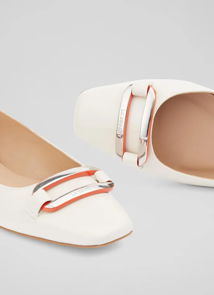 Women Flats LKBennett Cayden Cream Patent Leather Silver Bar Flats Cream Women Flats LKBennett Cayden Cream Patent Leather Silver Bar Flats Cream