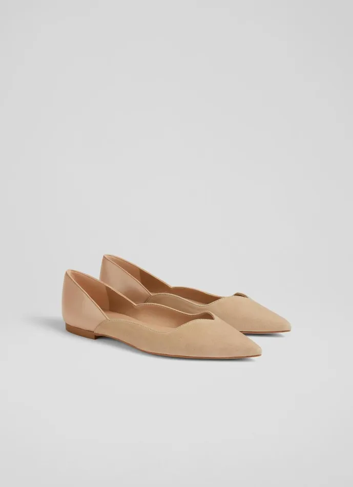 Women Flats LKBennett Iris Beige Suede And Leather Sweetheart Flats Trench Women Flats LKBennett Iris Beige Suede And Leather Sweetheart Flats Trench
