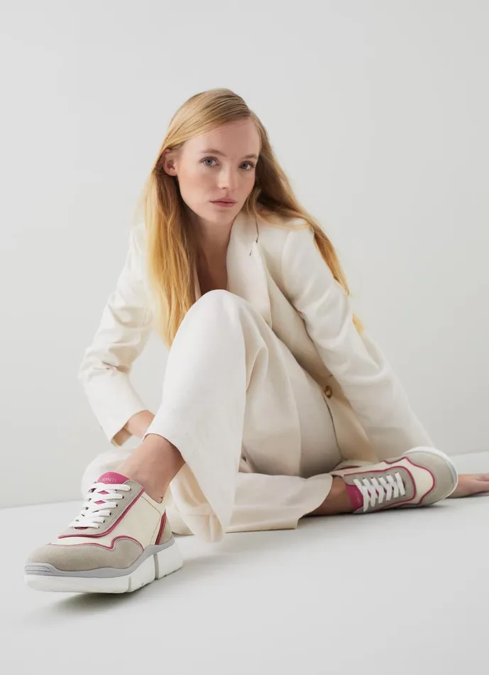 Women Flats LKBennett LKB Step Cream Leather And Grey Suede Trainers White Women Flats LKBennett LKB Step Cream Leather And Grey Suede Trainers White