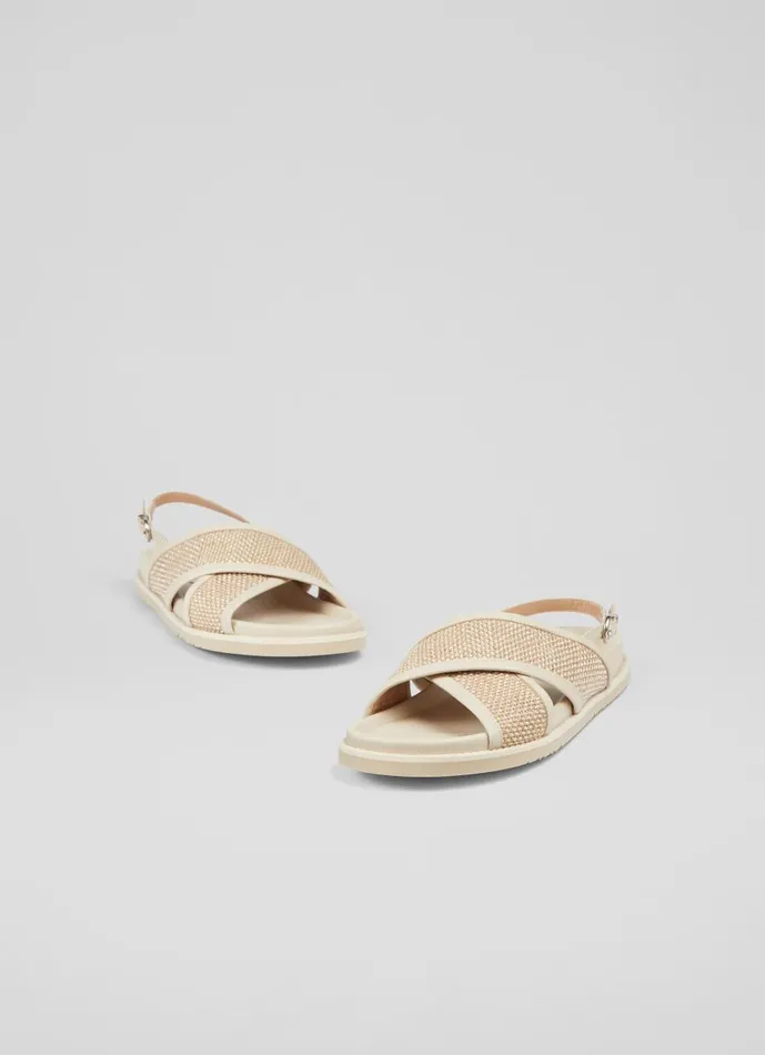 Women Flats LKBennett Noa Cream Cross Front Footbed Sandal Ecru Women Flats LKBennett Noa Cream Cross Front Footbed Sandal Ecru