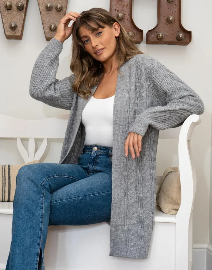 Women Grey Cable Knit Cardigan Threadbare Cardigans Women Grey Cable Knit Cardigan Threadbare Cardigans