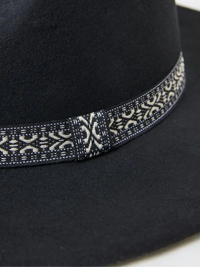 Women Hats Fat Face Fedora Black Hat