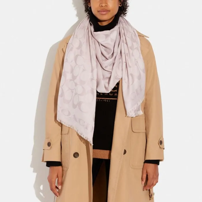 Women Hats Scarves and Gloves Coach Signature Stole Blush