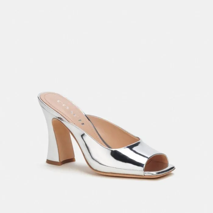 Women Heels Coach Laurence Sandal Silver