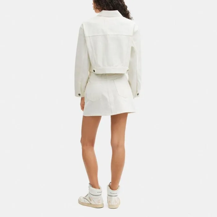 Women Jackets and Outerwear Coach Cropped Denim Jacket White