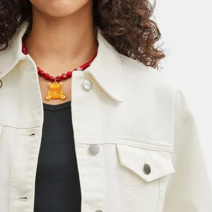 Women Jackets and Outerwear Coach Cropped Denim Jacket White