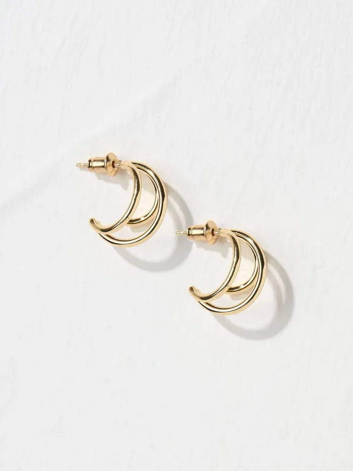 Women Jewellery Fat Face Gold Tone 3 Strand Earrings
