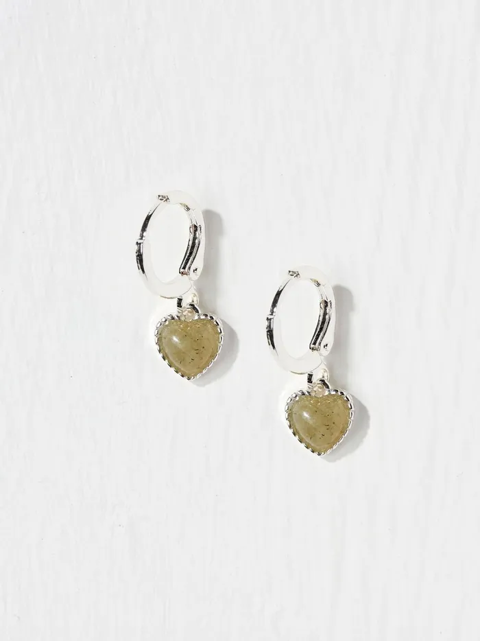 Women Jewellery Fat Face Silver Tone Heart Stone Earrings