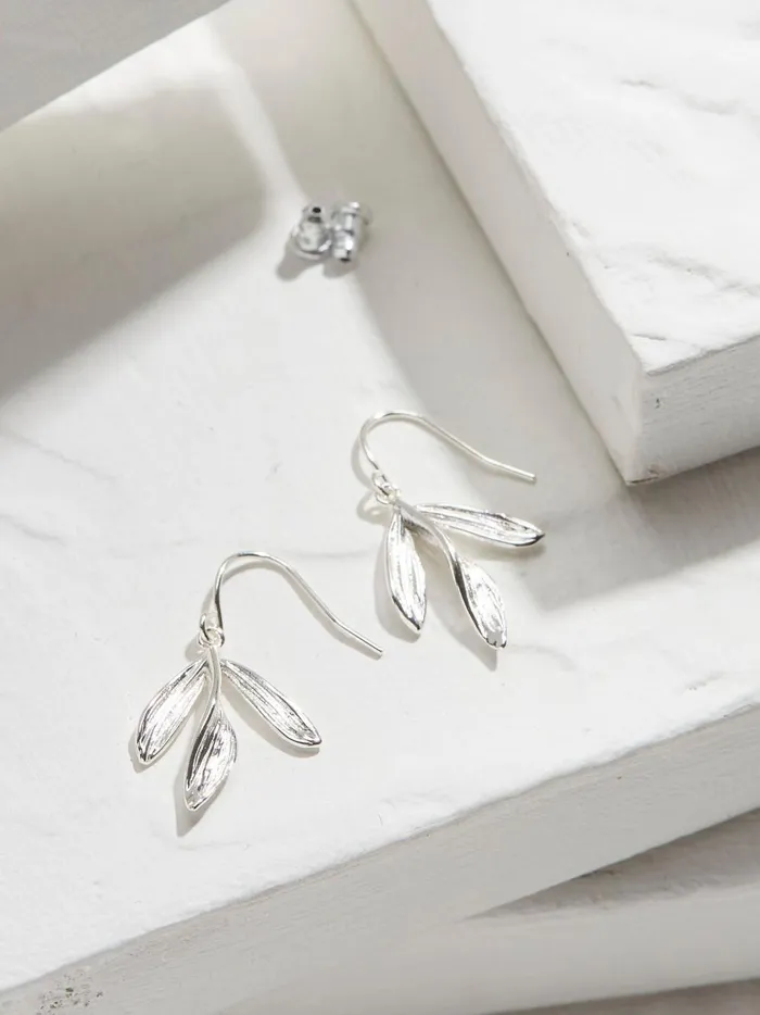 Women Jewellery Fat Face Silver Tone Large Leaf Earring