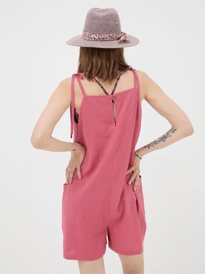 Women Jumpsuits and Playsuits Fat Face Hallie Pink Linen Blend Playsuit