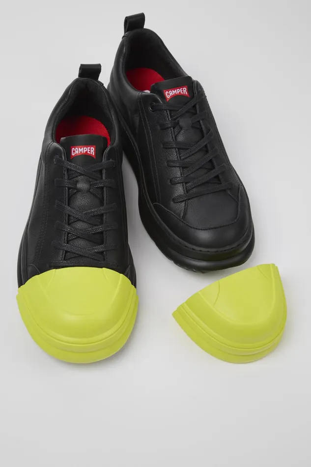 Women Junction Runner Black Leather Sneakers Camper Sneakers