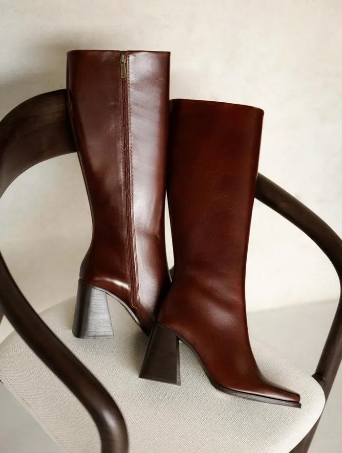 Women Knee High Boots Bobbies Tamar Turkish Coffee