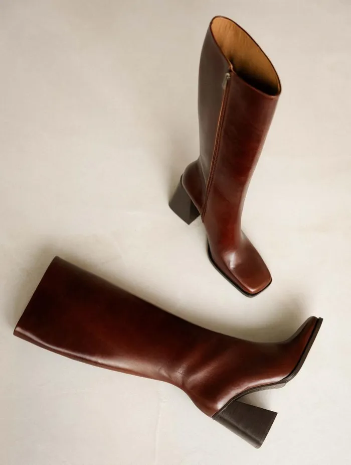 Women Knee High Boots Bobbies Tamar Turkish Coffee