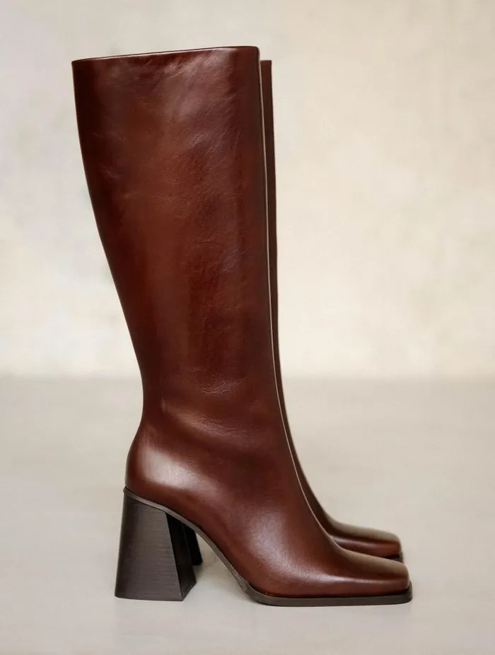 Women Knee High Boots Bobbies Tamar Turkish Coffee