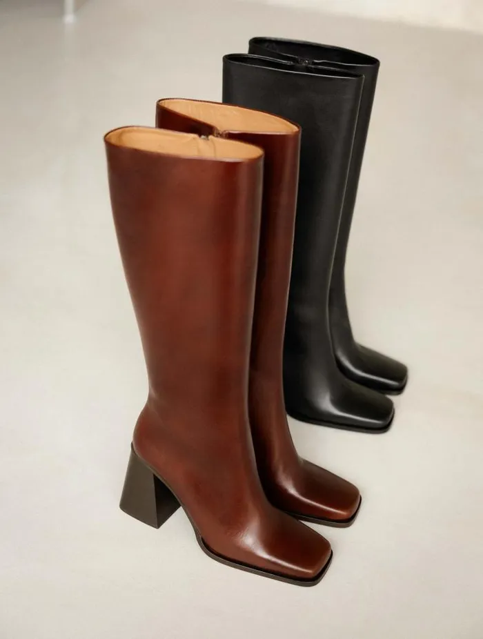 Women Knee High Boots Bobbies Tamar Turkish Coffee