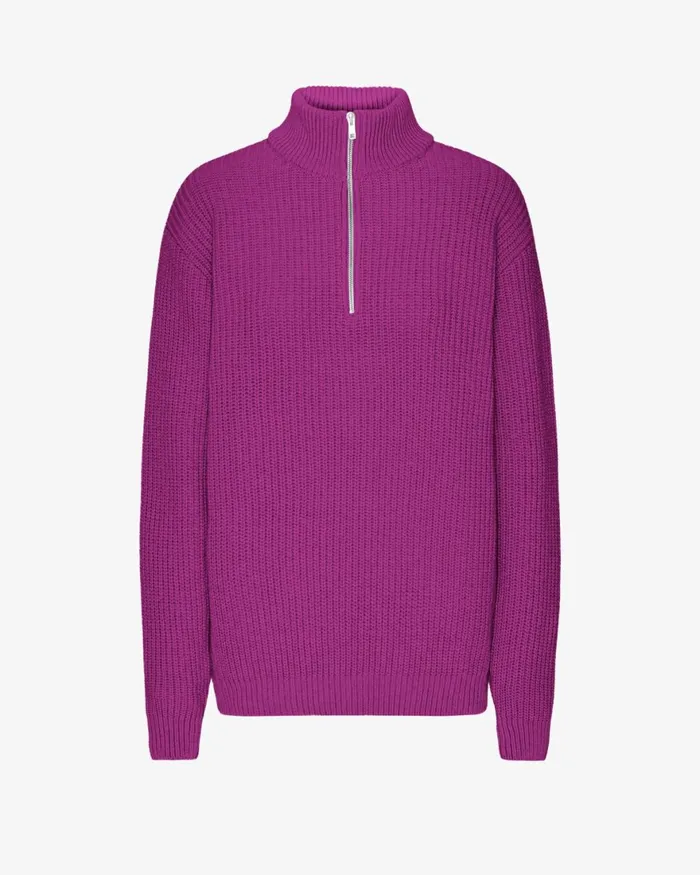Women Knit Sweaters Colorful Standard Merino Quarter Zip Magenta Blaze