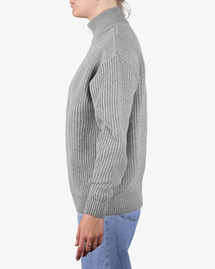 Women Knit Sweaters Colorful Standard Merino Quarter Zip Magenta Blaze