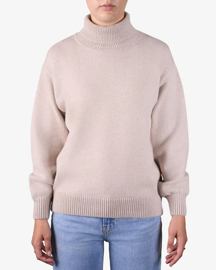 Women Knit Sweaters Colorful Standard Merino Wool Turtleneck Emerald Green