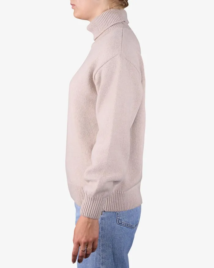 Women Knit Sweaters Colorful Standard Merino Wool Turtleneck Emerald Green