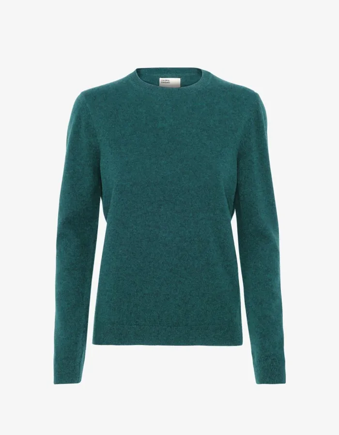 Women Knit Sweaters Colorful Standard Women Light Merino Wool Crew Ocean Green