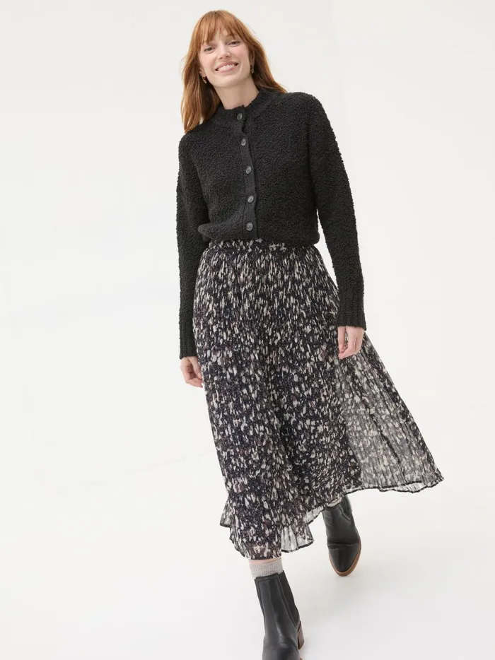 Women Knitwear Fat Face Black Bea Boucle Cardigan