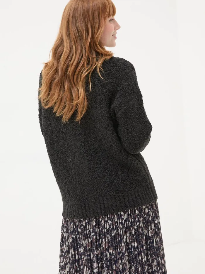 Women Knitwear Fat Face Black Bea Boucle Cardigan Women Knitwear Fat Face Black Bea Boucle Cardigan
