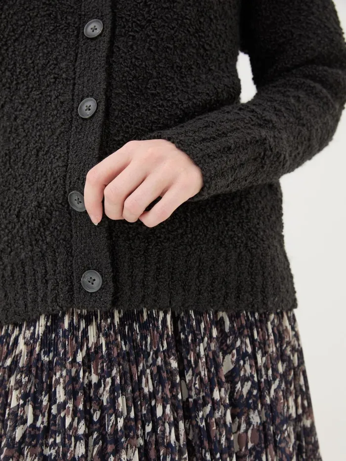 Women Knitwear Fat Face Black Bea Boucle Cardigan Women Knitwear Fat Face Black Bea Boucle Cardigan