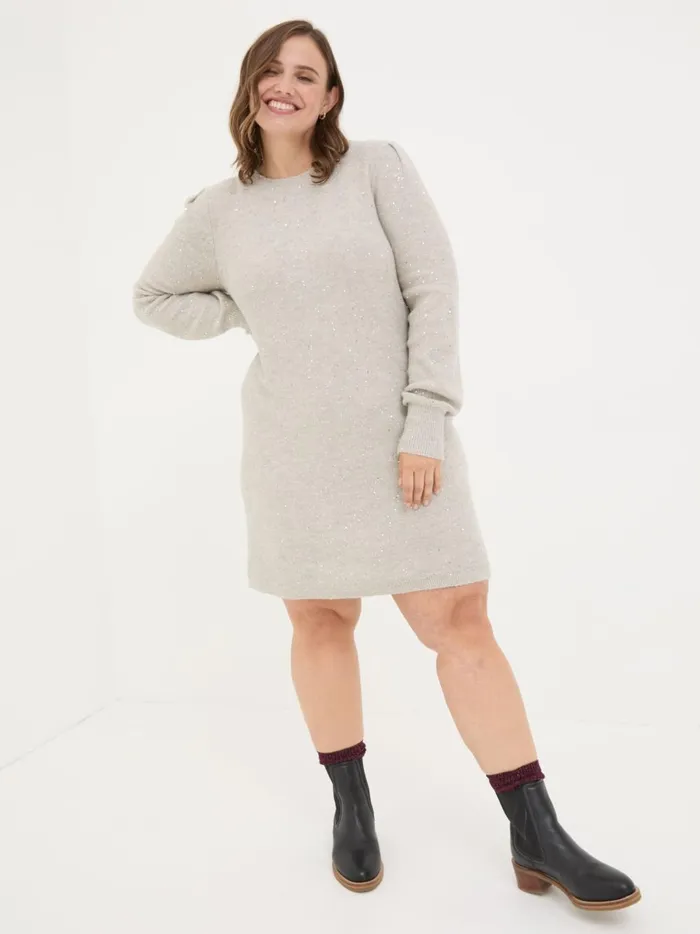 Women Knitwear Fat Face Light Natural Eden Knit Dress