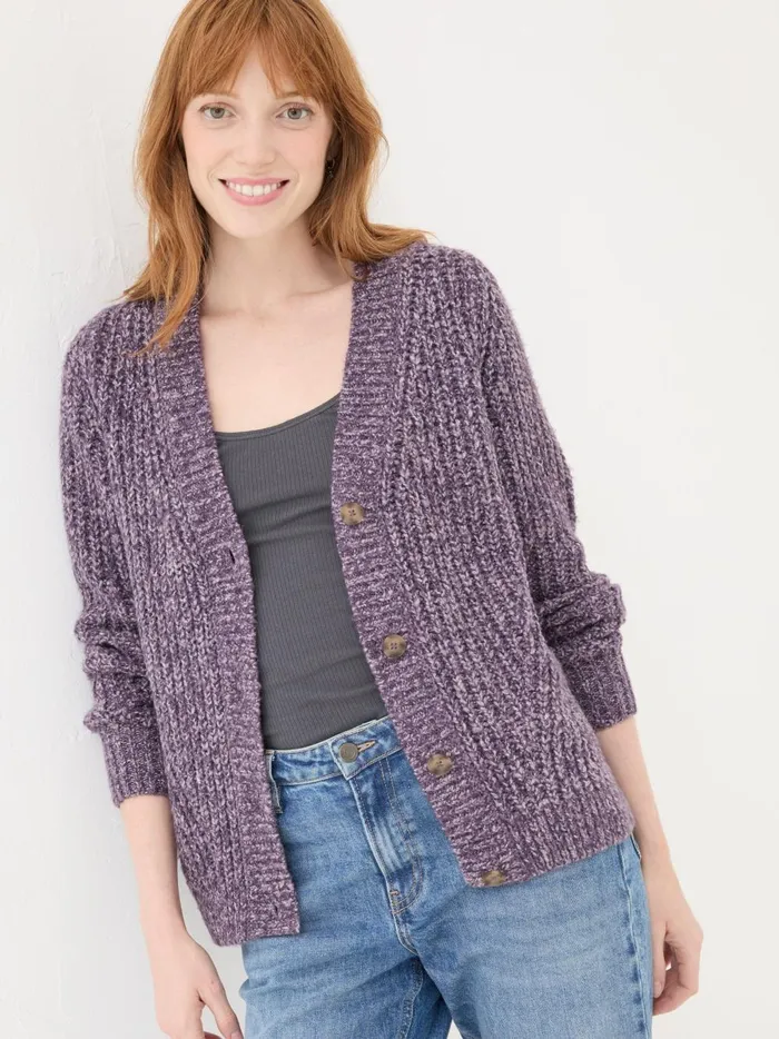 Women Knitwear Fat Face Purple Alicia Cardigan