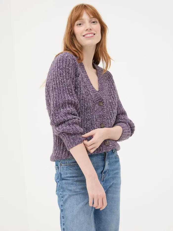 Women Knitwear Fat Face Purple Alicia Cardigan Women Knitwear Fat Face Purple Alicia Cardigan