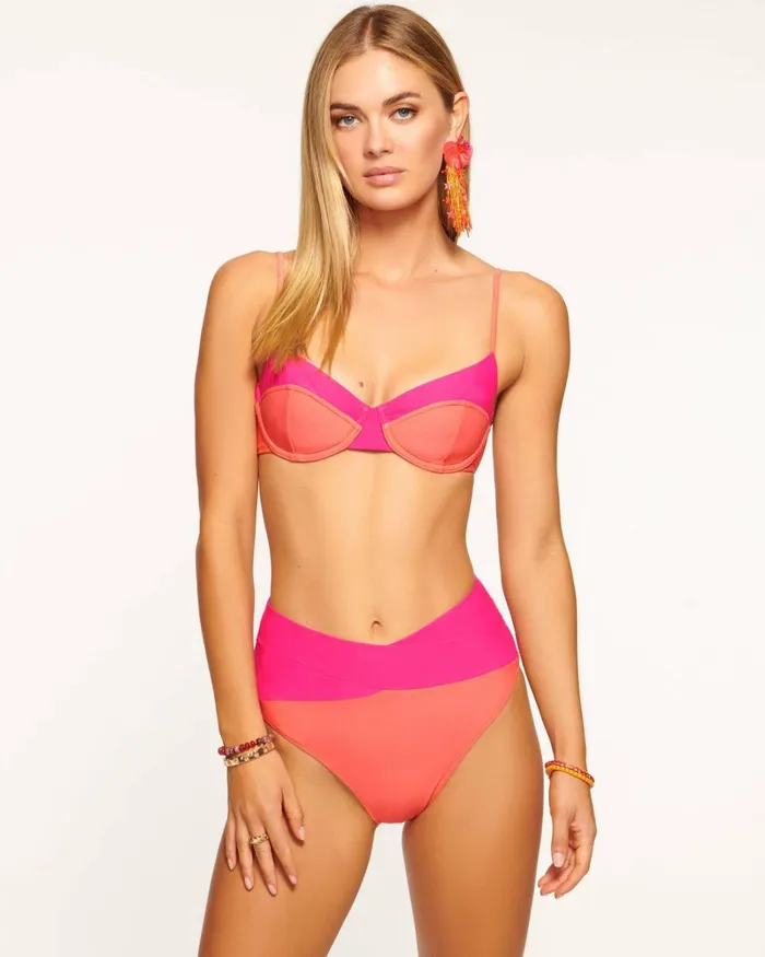 Women Kynlee Underwire Bikini Top Pink Colorblock Ramy Brook Swimwear Women Kynlee Underwire Bikini Top Pink Colorblock Ramy Brook Swimwear