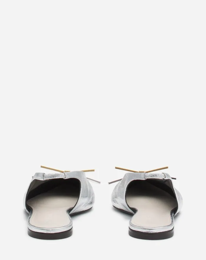 Women Lanvin Ballerinas Lanvin Bow Slingback In Metallic Leather Silver Women Lanvin Ballerinas Lanvin Bow Slingback In Metallic Leather Silver